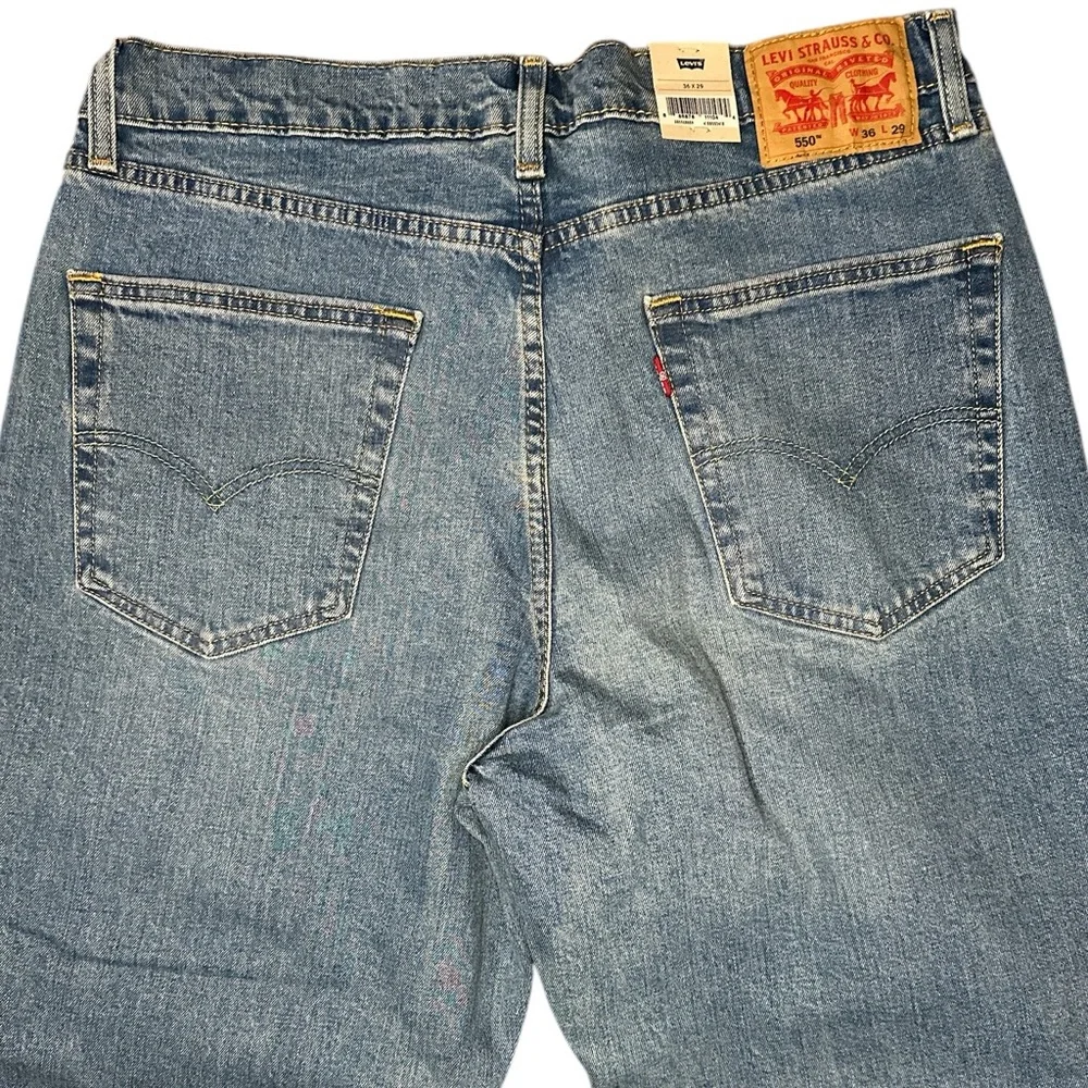 Levi Strauss 550 Jeans Men's 36x29 Relaxed Stretch‎ Denim Blue Pants New